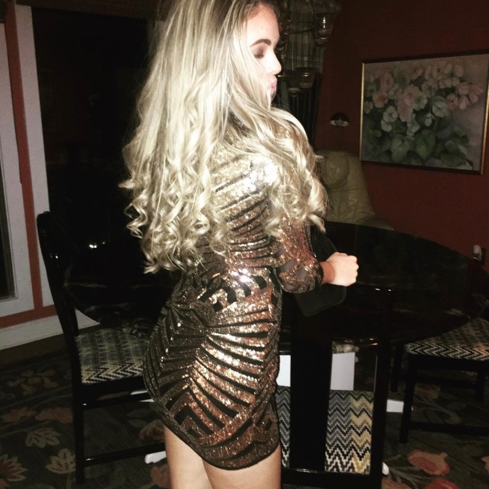Windsor Black and Gold Sequin Mini Dress